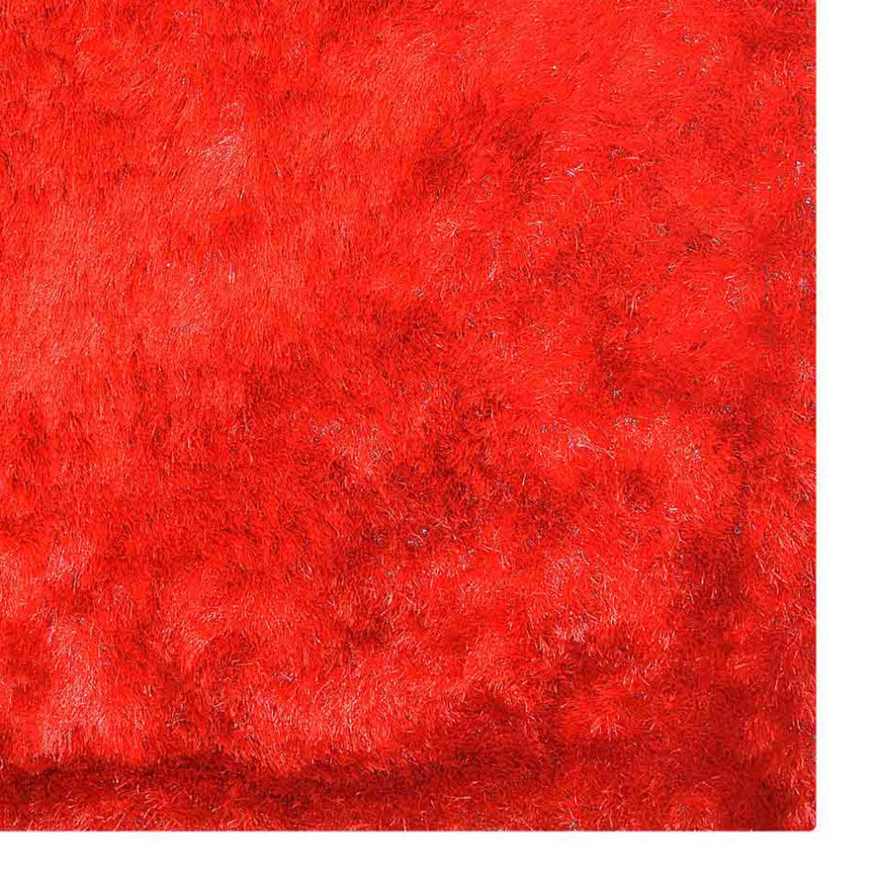 HAND TUFTED SHAG POLYESTER ECO-FRIENDLY AREA RUGS -Light Red Color, Solid Design