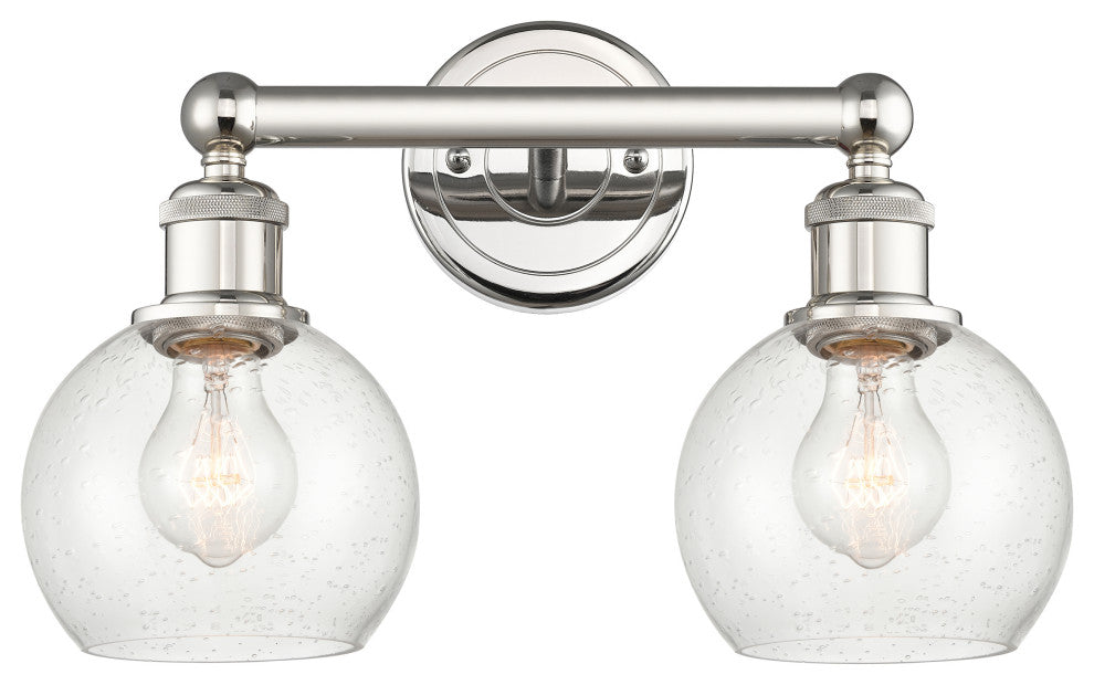 Athens 2-Light 15" Bath Vanity Light, Polished Nickel, Seedy