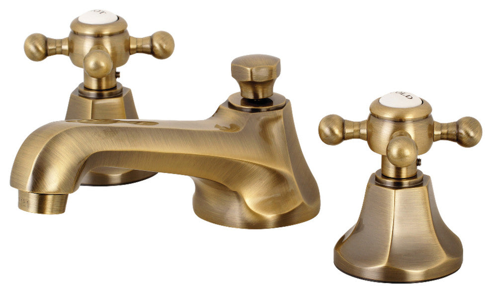Kingston Brass Widespread Bathroom Faucet With Brass Pop-Up, Antique Brass
