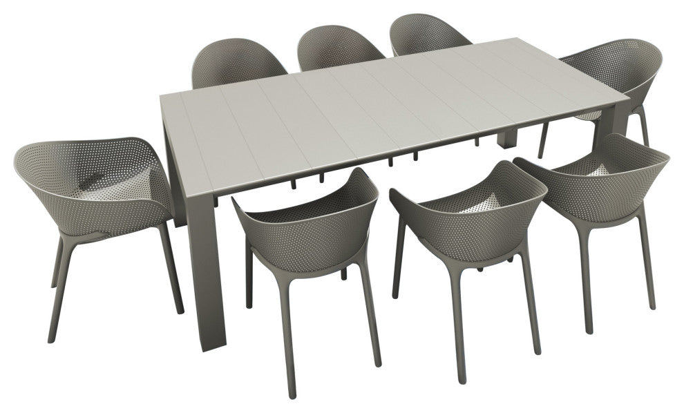 Compamia Sky Extendable 9-Piece Dining Set, Taupe
