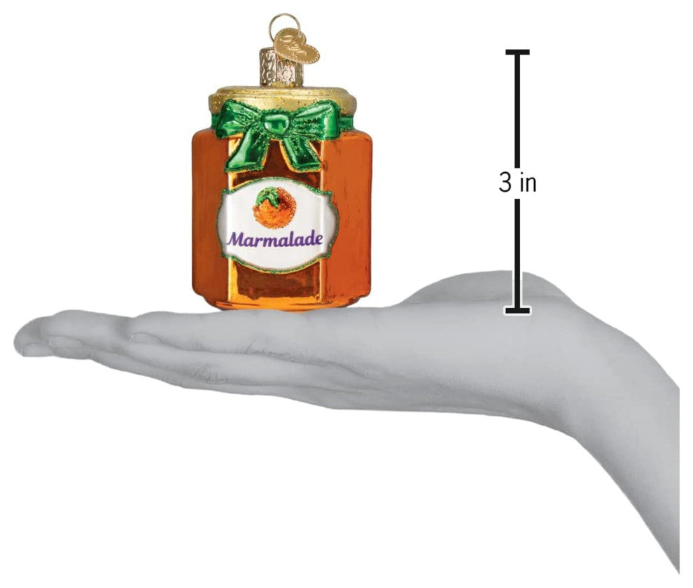 Old World Christmas Glass Blown Jar of Marmalade Ornament, Orange, 3"