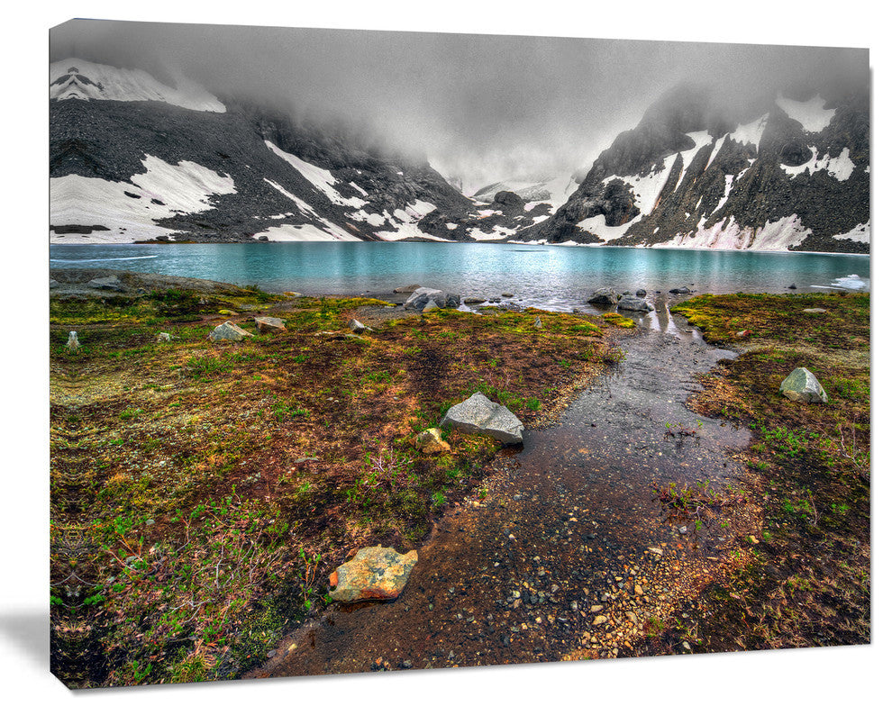Cloudy Sky above Mountain Lake, Landscape Canvas Art Print, 40"x30"
