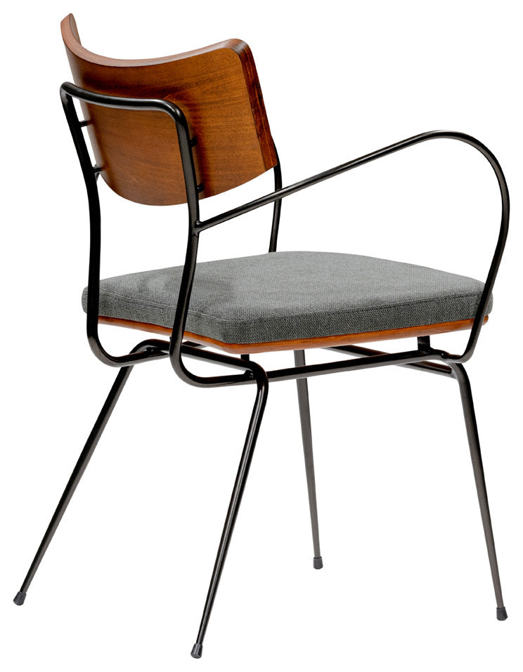 Gensvig Arm Chair, Dark Gray Fabric and Black Legs, Set of 2