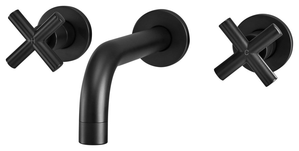 Ivy Double-Cross Handle Valve, Wall-Mount, Bathroom Faucet, Matte Black