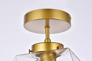 Lilah 1-Light Black and Clear Glass Flush Mount, Brass/Clear