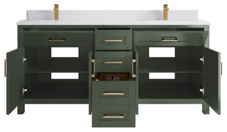 Cambridge 72 Double Sink Bath Vanity in Pewter Green 1.5" White Quartz