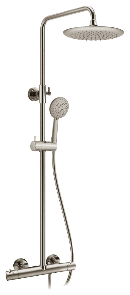 Heavy Rainfall Stainless Steel Shower Bar with Hand Sprayer, Brushed Nickel