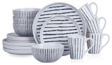 Stone Lain Nova Stoneware 16 Piece Dinnerware Set, Black
