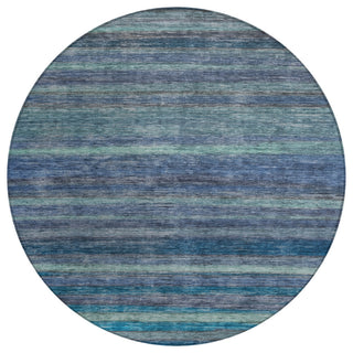 Machine Washable Indoor/Outdoor Chantille ACN1639 Blue 8' x 8' Round Rug