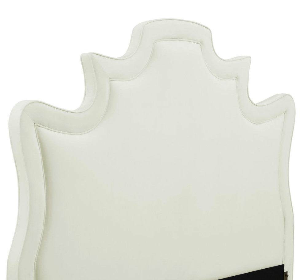 TOV Furniture Serenity Cream Velvet Bed in Queen