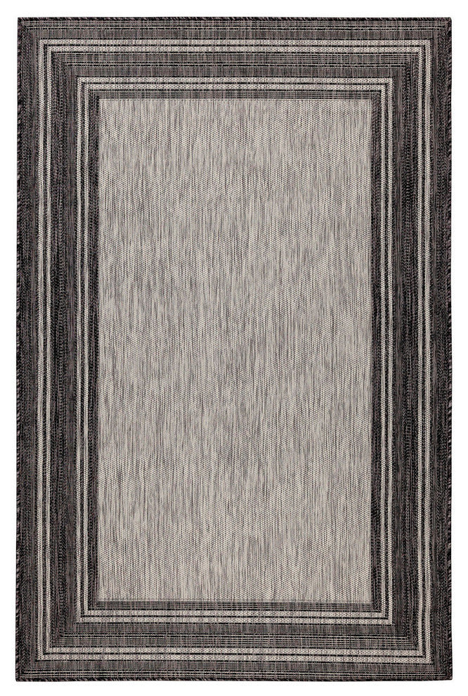 Carmel Multi Border Indoor/Outdoor Rug, Black, 3'3"x4'11"