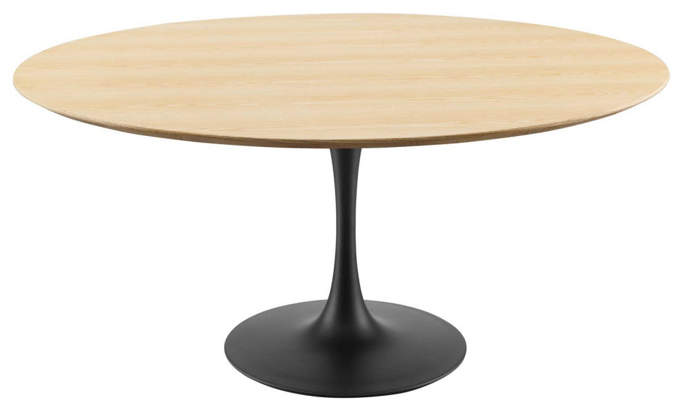 Dining Table, Round, Wood, Black Brown Natural, Modern, Cafe Bistro Restaurant