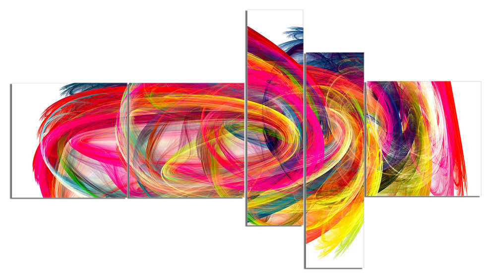 Colorful Thick Strokes, Abstract Canvas art print, 60"x32", 5 panels