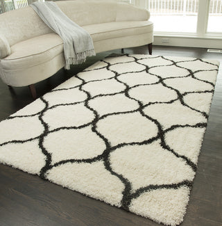 Feather Shag Ivory Charcoal Links 5'0" x 8'0" Rug