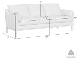 Pompeii 87" Dark Brown Leather Sofa, Dark Brown