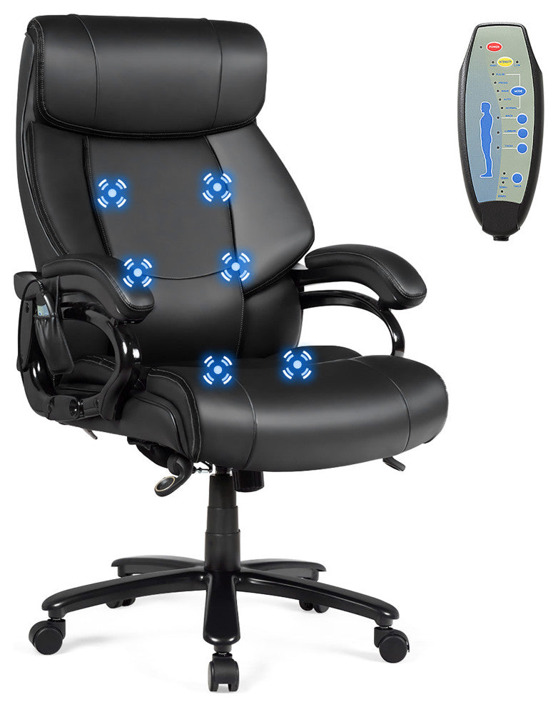 Big & Tall Office Chair 500lbs with 6-Point Massage Wide Seat & Padded Armrests