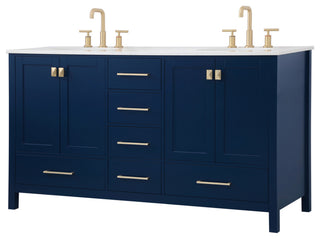 Blue 60" Double Sink Bathroom Vanity