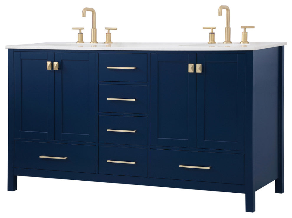 Blue 60" Double Sink Bathroom Vanity