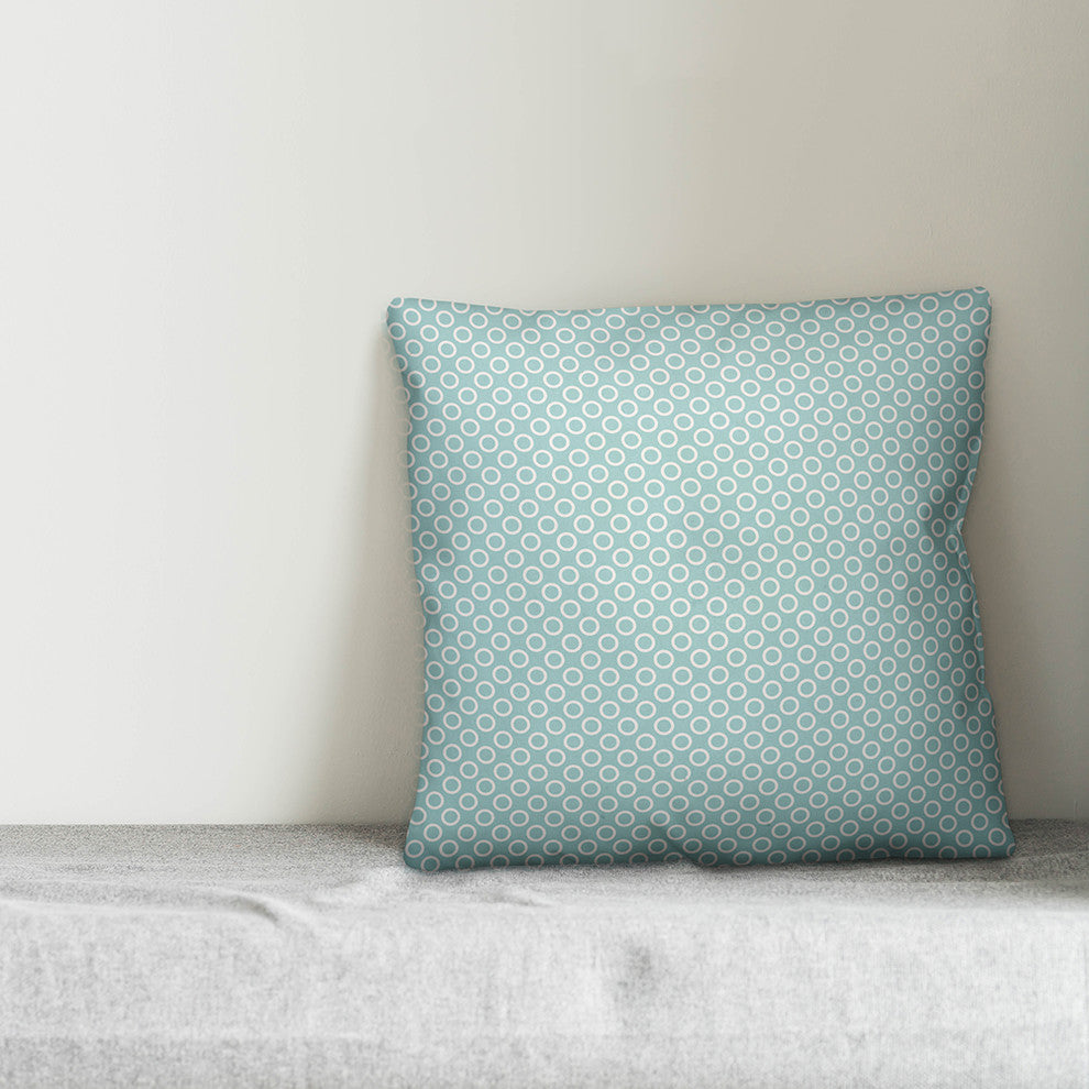 Circle Pattern, Blue Throw Pillow Cover, 20"x20"