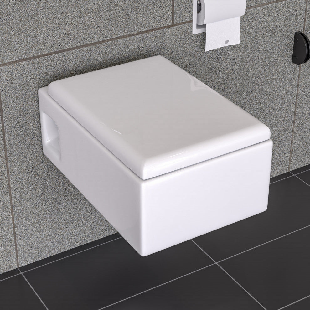Square Modern Wall Mount Dual Flush Toilet Bowl