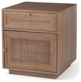 Grier 19.0Lx19.0Wx21.0H Medium Brown Wood and Cane Accent Table