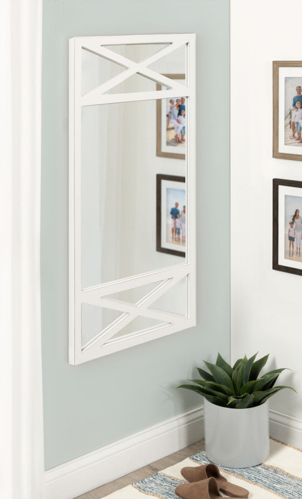 Thacker Framed Wall Mirror, White, 22"x40"