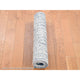 Ivory/Blue Cardiac Design Silk With Textured Wool Hand Knotted Mat Rug 2'1"x3'1"