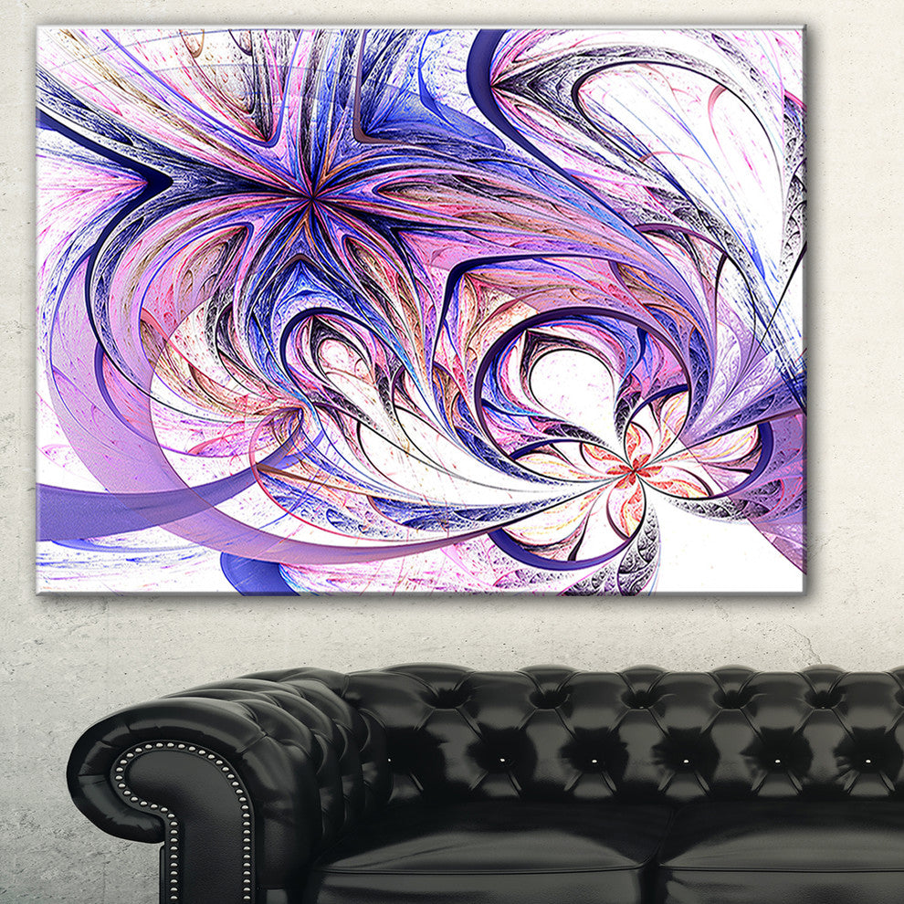 "Blue and Pink Flower Pattern" Floral Digital Art Canvas Print