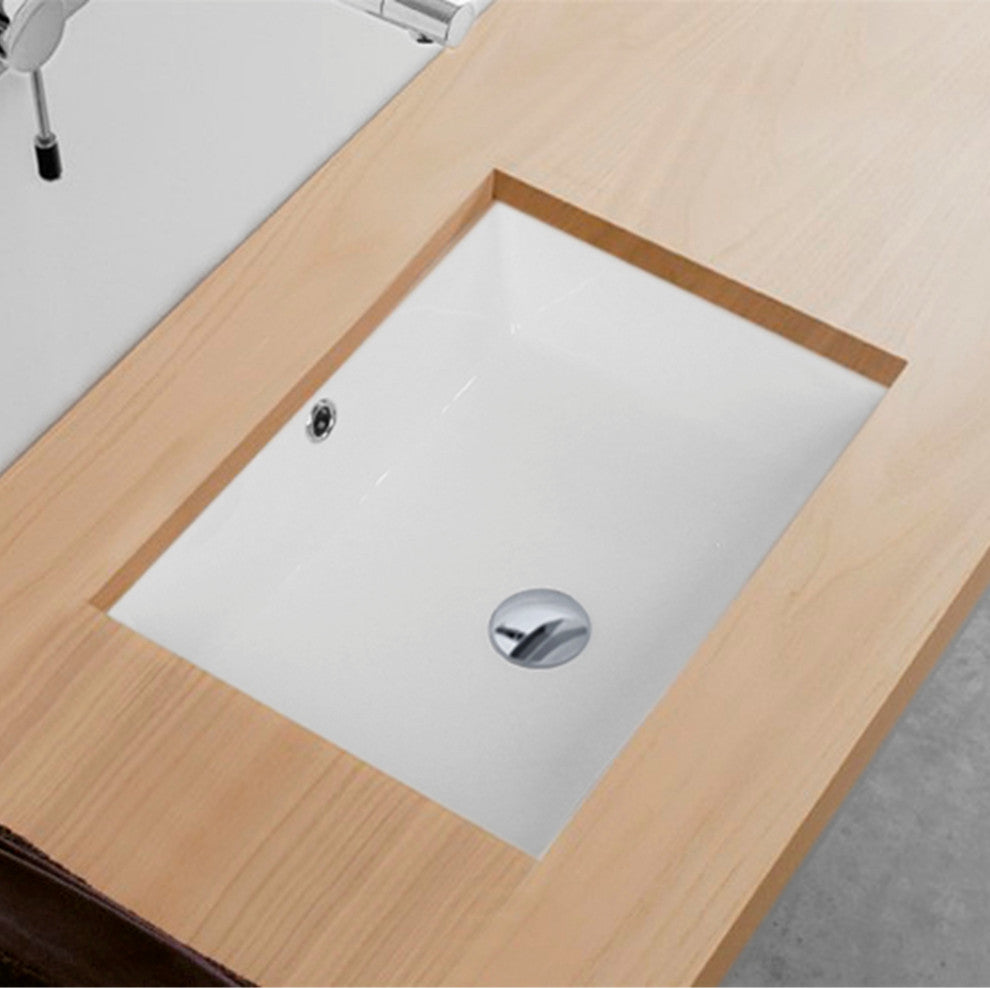 STYLISH 20" Rectangular Undermount Ceramic Bathroom Sink, 2 Overflow Finishes
