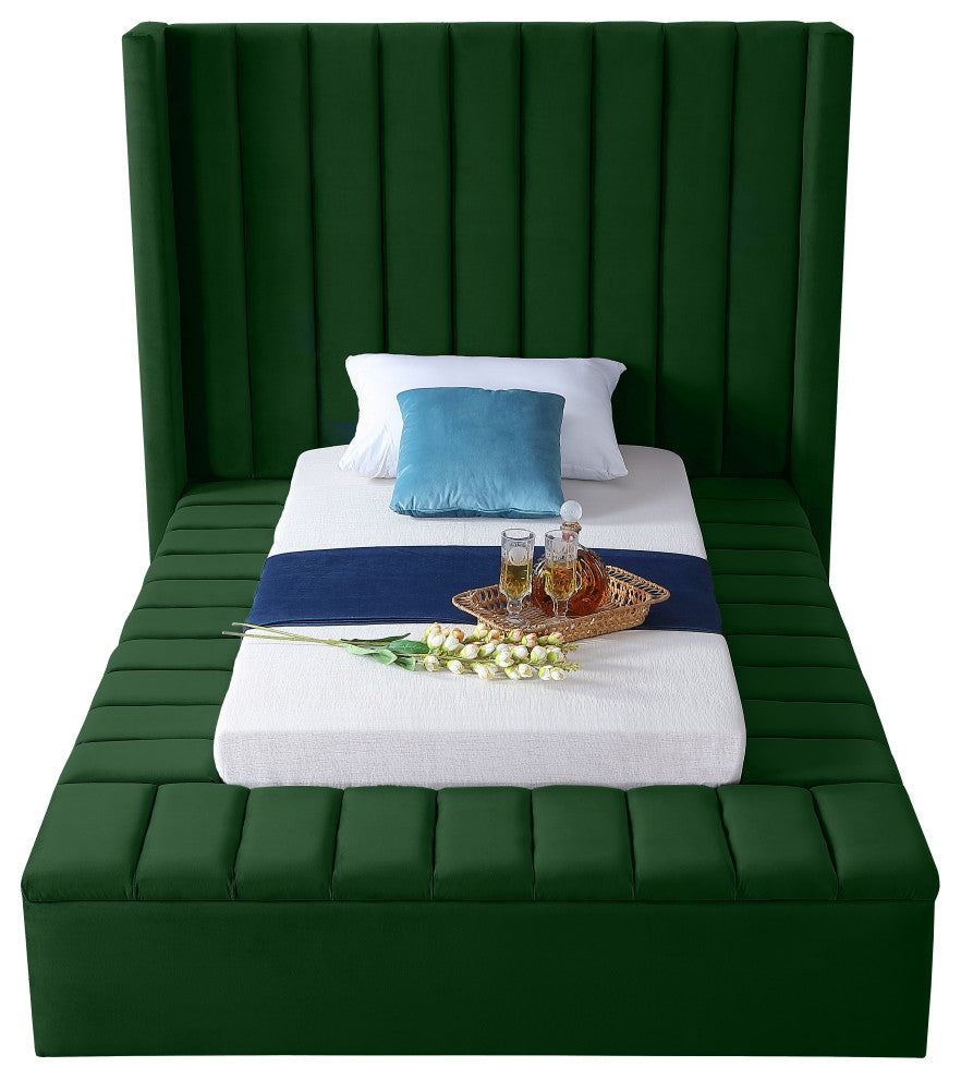 Kiki Velvet Bed, Green, Twin