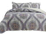 DaDa Bedding Classical Grey Floral Mosaic Medallion Quilt Coverlet Bedspread Set