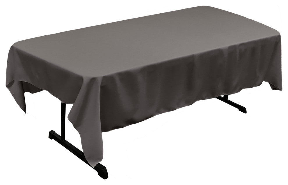 LA Linen Polyester Poplin 60"x90" Rectangular Tablecloth, Charcoal
