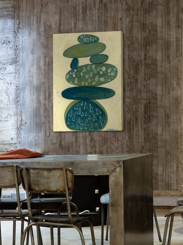 Marmont Hill, "Blue Stack" by Nikki Galapon Painting on Wrapped Canvas, 24x36