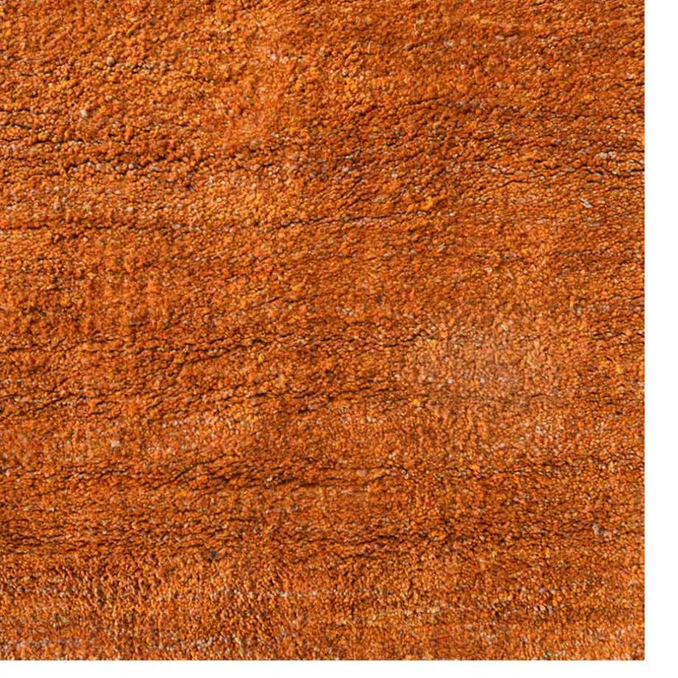 Hand Knotted Loom Silk Mix Area Rug Solid Orange