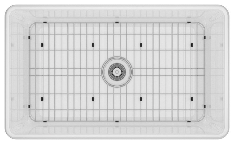 30in Single Bowl Farmhouse Apron Kitchen Sink with Bottom Grid and Strainers