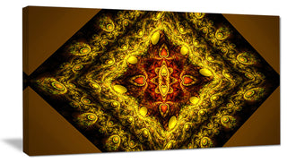 Cabalistic Yellow Fractal Design, Abstract Wall Art Canvas, 40x20