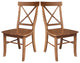 Set of Two X-Back Chairs, Distressed Oak