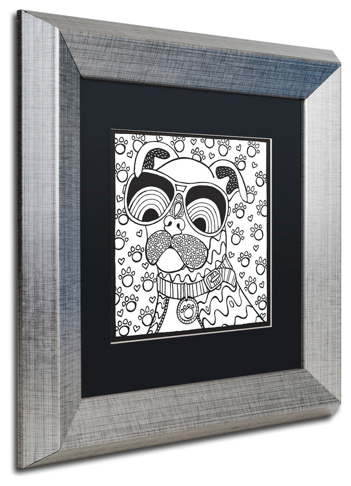 Hello Angel ''Cool Pooch'' Art, Silver Frame, Black Mat, 11x11