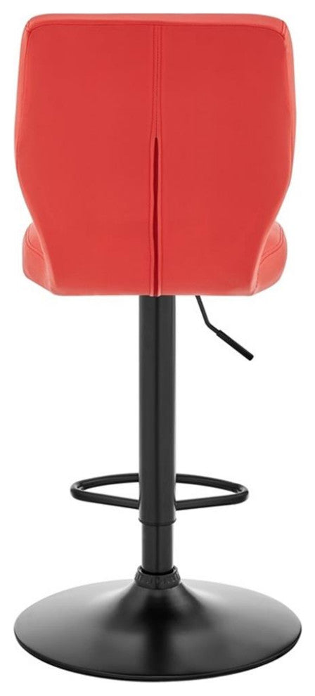 Armen Living The Bardot 25-36" Faux Leather Swivel Bar Stool in Red/Black
