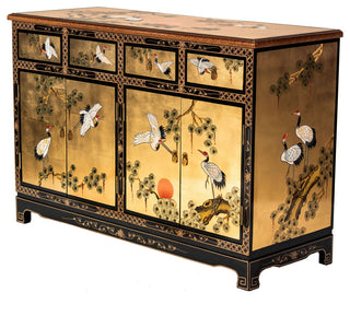 Gold Lacquer Sideboard Cranes