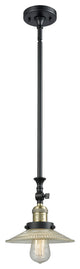 1-Light LED Halophane Mini Pendant, Black Antique Brass, Clear Halophane