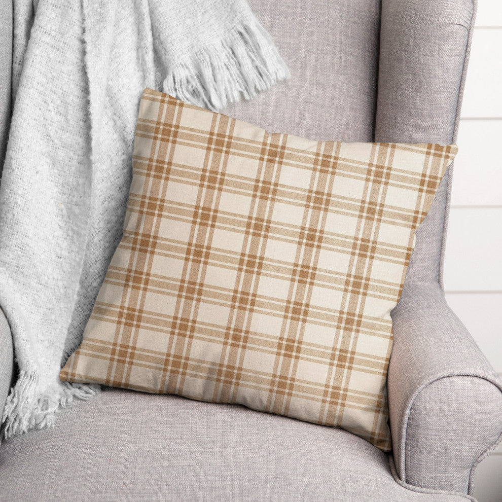 Orange Plaid 18x18 Spun Poly Pillow