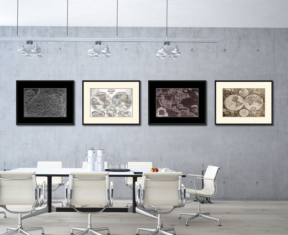 West Virginia Monochrome Map Print On Canvas With Frame, 28" X 37"