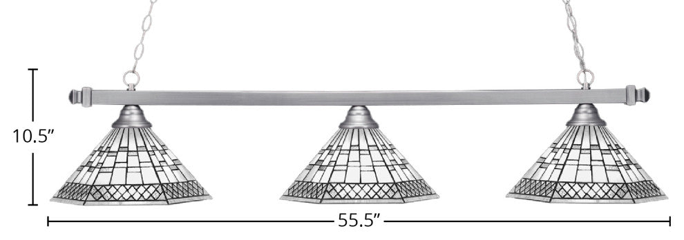 Square 3-Light Bar, Brushed Nickel/Pewter Art