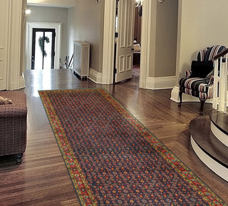 Fine Vintage Distressed Orlan Navy/Red Runner, 5'0x10'8