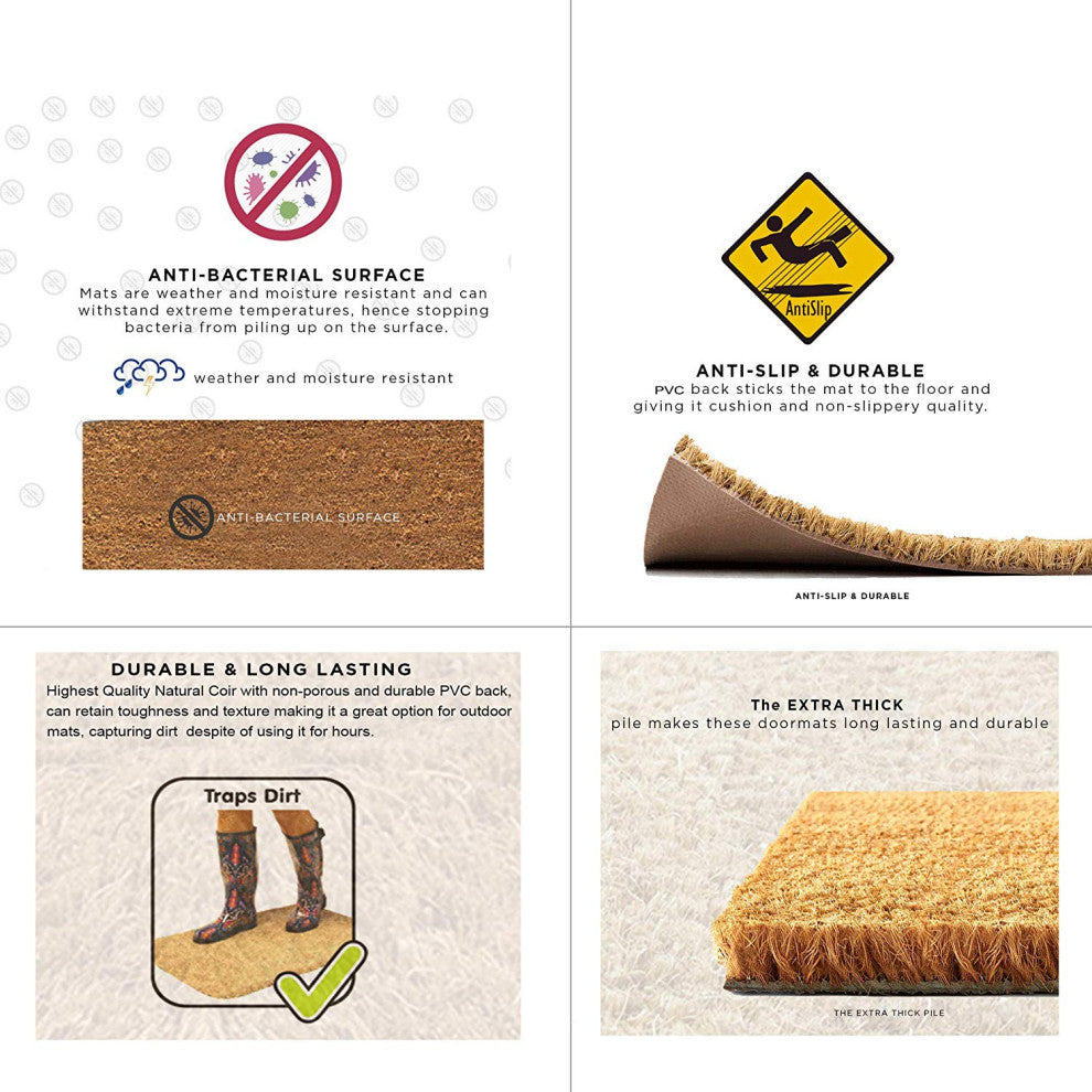 Shredding Tree Fade Resistant 30"x48" Coir Double Door Mat,Flocking Technology