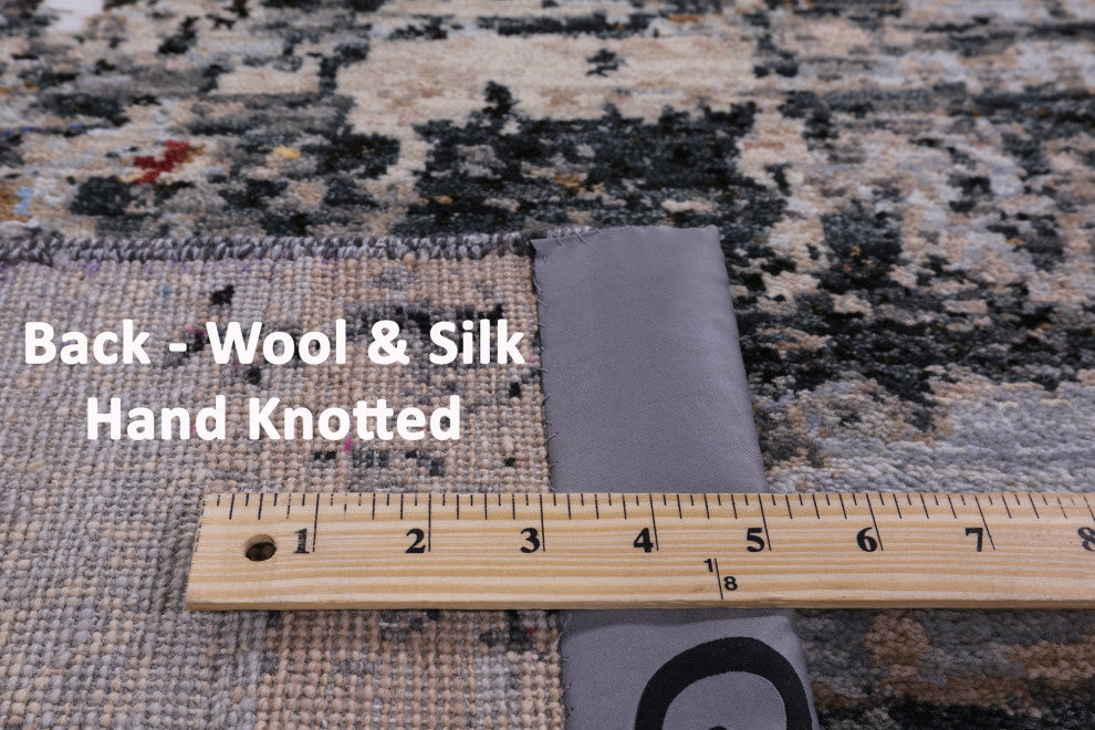 9' 1" X 12' 1" Wool and Silk Urban Design Handmade Modern Rug Q8870