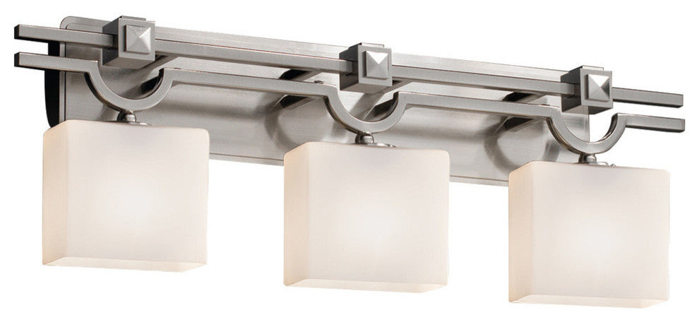 Fusion Argyle 3-Light Bath Bar, Rectangle, Brushed Nickel, Opal Shade