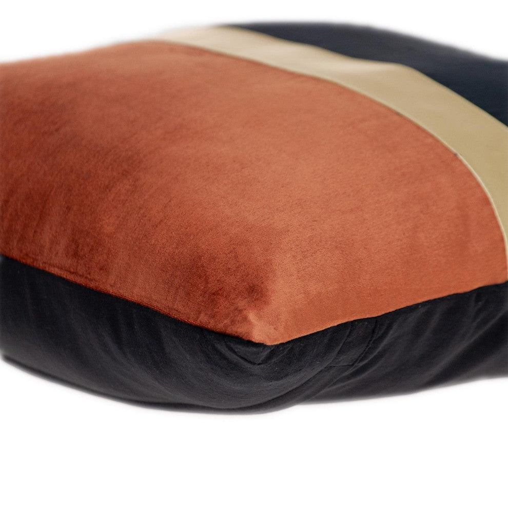 Parkland Collection Myra Black Throw Pillow, Square, Black/Burnt Orange