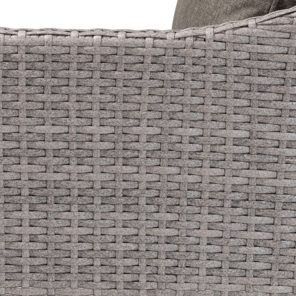 Breida Dark Grey Fabric and Light Grey 6-Piece Woven Rattan Outdoor Pa